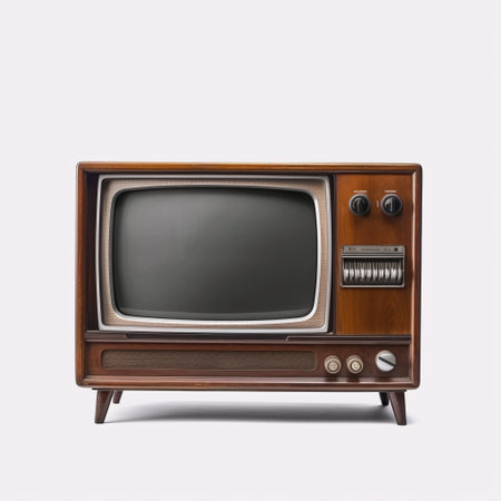 Retro TV isolated on a white background. 3d rendering.の素材