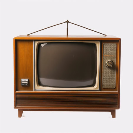 Vintage TV isolated on white background. 3d render. Retro style.の素材