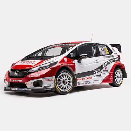 Racing car with a modern design on a white background. 3d renderingの素材