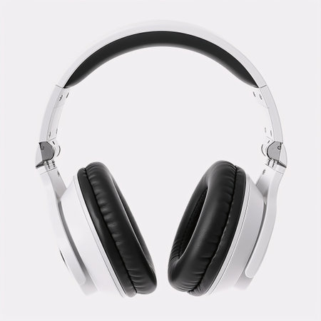 Headphones isolated on a white background. 3d render illustration.の素材