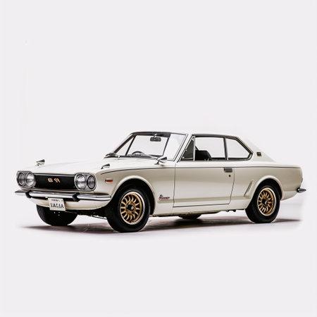 Classic car on a white background. Side view. 3d renderingの素材