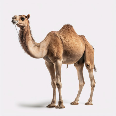 Camel isolated on white background. Side view. 3d renderingの素材
