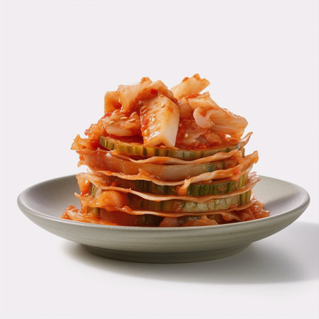 Korean traditional food Kimchi, kimchi on white backgroundの素材