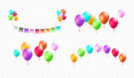 Set of Realistic Isolated Colorful Party Elements on Background . Isolated Vector Elementsのイラスト素材