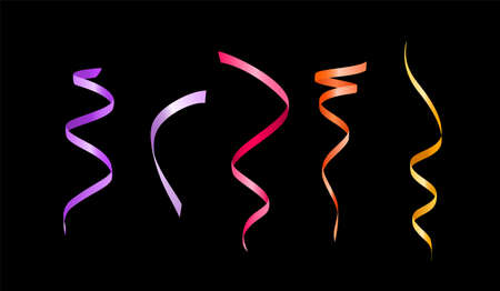 Set of Realistic Isolated Colorful Party Elements on Black Background . Isolated Vector Elementsのイラスト素材