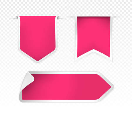 Realistic High Quality Pink Labels on Transparent Background . Isolated Vector Elementsのイラスト素材