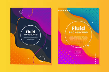 Realistic Abstract 3D Poster with Fluid Shapes on Colorful Background . Isolated Vector Elementsのイラスト素材