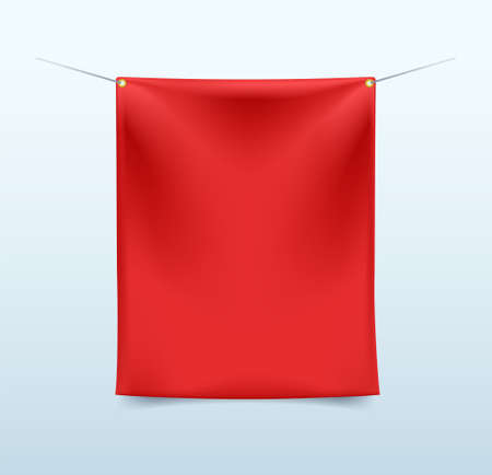 Realistic 3D Textile Banner with Folds on White Background . Isolated Vector Elementsのイラスト素材