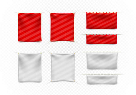 Realistic 3D Textile Banner with Folds on White Background . Isolated Vector Elementsのイラスト素材