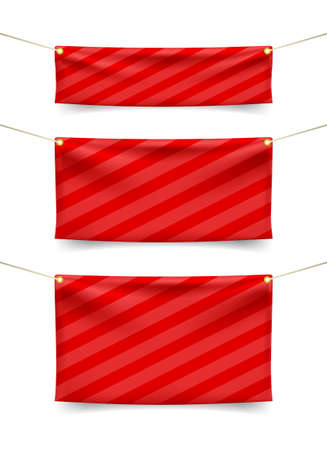 Realistic 3D Textile Banner with Folds on White Background . Isolated Vector Elementsのイラスト素材