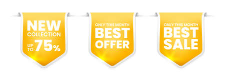 Set of High Quality Realistic Golden Labels on White Background . Isolated Vector Elementsのイラスト素材