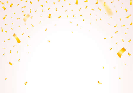 Sparkling Golden Glitter on Vector Background . Falling Shiny Confetti with Gold Shards . Shining Light Effect for Christmas or New Year Greeting Cardのイラスト素材