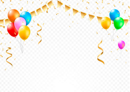 Set of Isolated Vector Party Editable Elements on Transparent or White Backgroundのイラスト素材