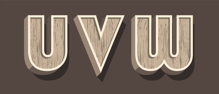 High Quality Wooden Alphabet with Shadows on Dark Background . Isolated Vector Elementsのイラスト素材