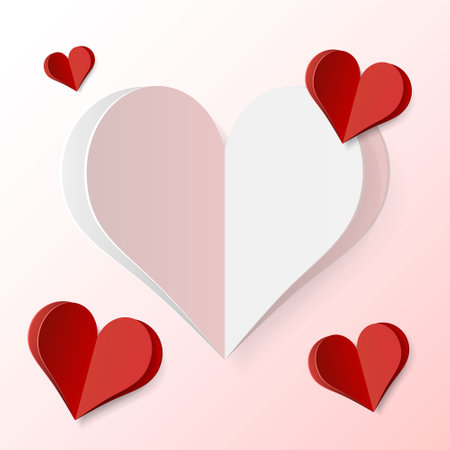 High Quality Paper Shape of Heart on Gradient Background . Poster of Love for your Design . Isolated Vector Elementsのイラスト素材