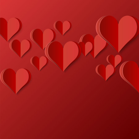High Quality Paper Shape of Heart on Gradient Background . Poster of Love for your Design . Isolated Vector Elementsのイラスト素材