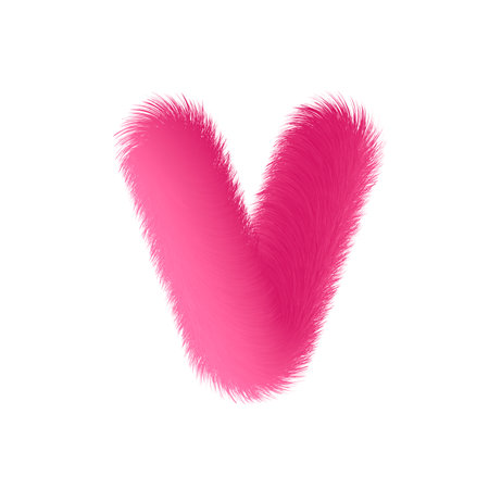 High Quality 3D Shaggy Letter V on White Background . Isolated Vector Elementのイラスト素材