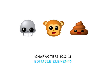 Set of Real Cute Characters Elements on White Background . Isolated Vector Illustrationのイラスト素材
