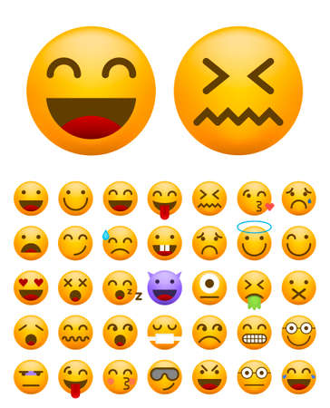 Cute High Quality Emoticon on White Background for your Design . Isolated Vector Illustrationのイラスト素材
