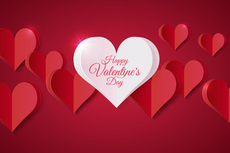 High Quality Paper Shape of Heart on Gradient Background. Poster of Love for your Design . Isolated Vector Elementsのイラスト素材