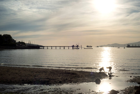 pier at sunset kits beach vancouver 2の写真素材