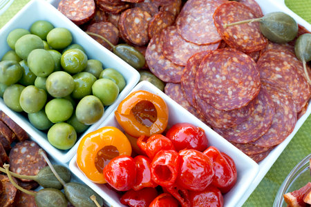 fruit and meat party trayの写真素材