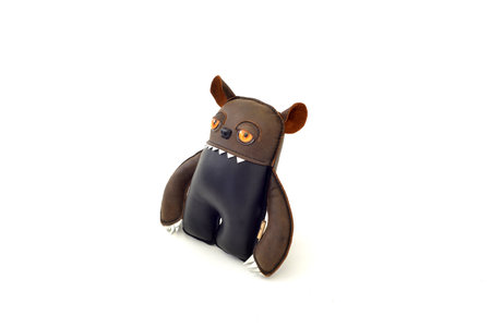 a cute custom handcrafted stuffed leather toy ogreの写真素材