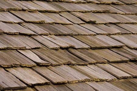 A Traditional wooden slatted roof showing detailの写真素材