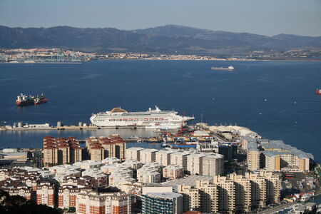 Gibraltar Harbour from Rock of Gibraltar, Gibraltar のeditorial素材