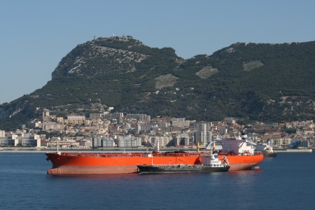 Vemaspirit, crude oil tanker, moored off Gibraltar, Gibraltar のeditorial素材