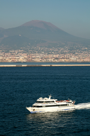 Bay of Naples with Mount Vesuvius, Naples, Italyのeditorial素材