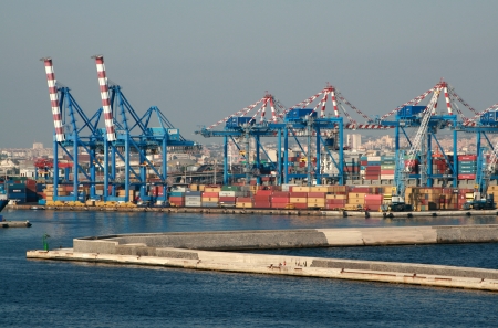 Container depot, Naples Harbour, Naples, Italyのeditorial素材