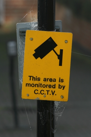 CCTV monitoring sign, Braintree, Essex, Englandの写真素材