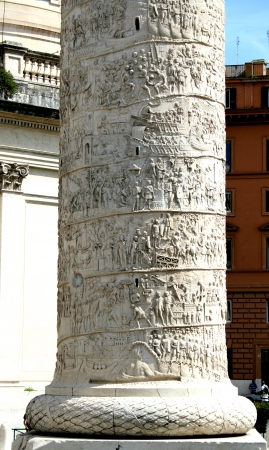 Detail on base of Trajan Column, Rome, Italyの写真素材