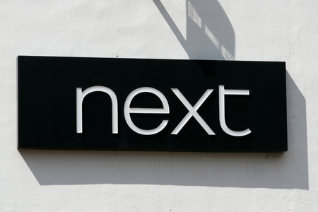 Next shop sign, High Street, Chelmsford, Essex, Englandのeditorial素材