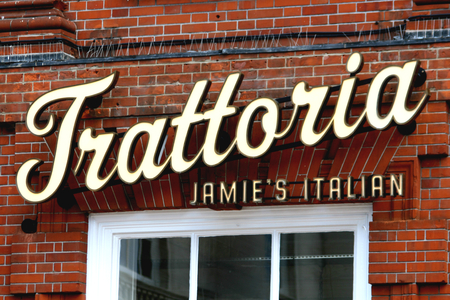 Trattoria is the restaurant opened by celebrity chef Jamie Oliver in Chelmsford, Essex, Englandのeditorial素材
