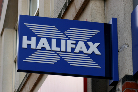 Halifax bank sign, High Street, Chelmsford, Essex, Englandのeditorial素材