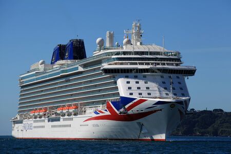 MV Britannia moored off Guernsey in August 2015