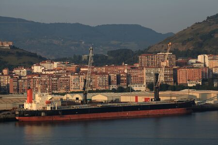 Early morning at the Port of Bilbao in Spainのeditorial素材