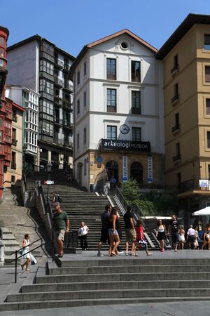 Unamuno Miguel Plaza in the old town of Bilbao in Spainのeditorial素材