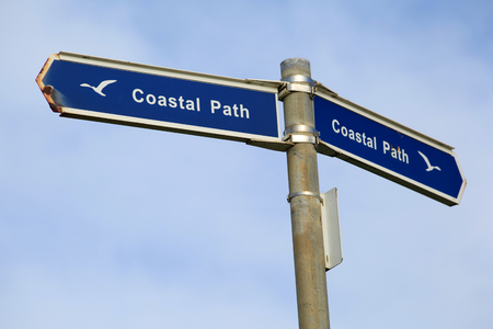 Coastal path sign, Yaverland, Isle of Wightの写真素材