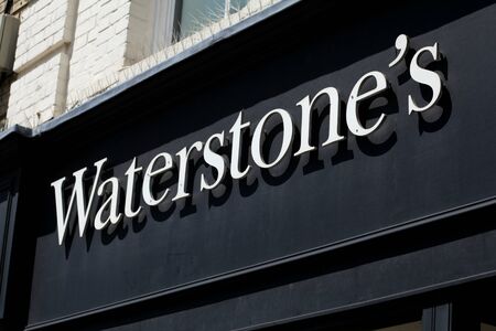 Waterstones book shop sign, High Street, Brentwood, Essexのeditorial素材