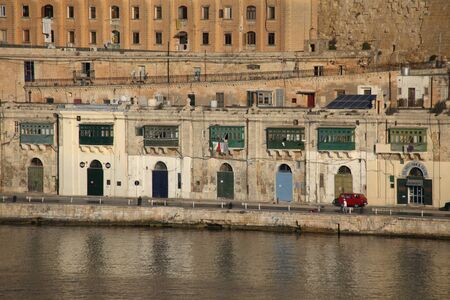 Buildings overlooking the Grand Harbour, Valletta, Maltaのeditorial素材