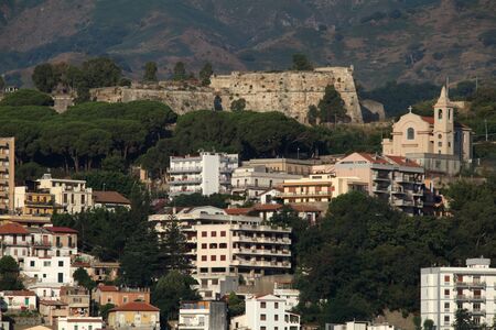 Forte Gonzaga positioned overlooking Messina, Sicliy, Italyのeditorial素材