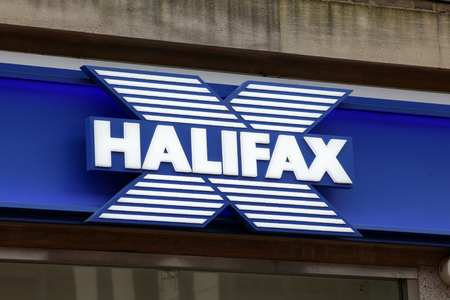 Halfax bank sign, Buttermarket, Ipswich, Suffolkのeditorial素材