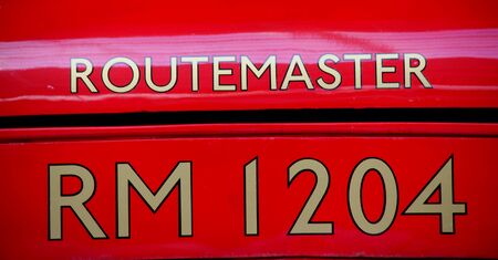 London red Routemaster logo and numberのeditorial素材
