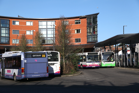 Bus Station, next to railway station, Chelmsford, Essexのeditorial素材