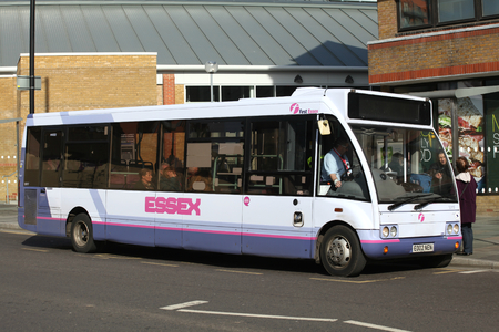 Local public transport bus, outside Chelmsford Railway Station, Essexのeditorial素材