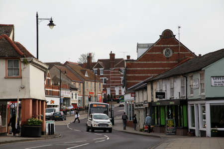 Halstead, Essex, 30 March 2017 - High Street road and buildings