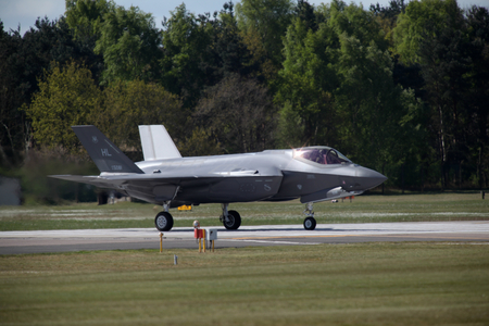 Lakenheath, Suffolk, England, 25 Apr 2017 - USAF F-35A lightning II jet at RAF Lakenheath from 34th...
